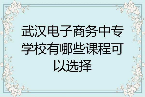 武汉电子商务中专学校有哪些课程可以选择