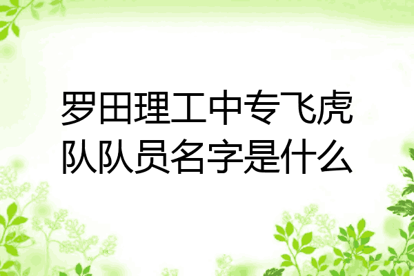 罗田理工中专飞虎队队员名字是什么