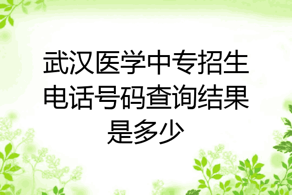 武汉医学中专招生电话号码查询结果是多少