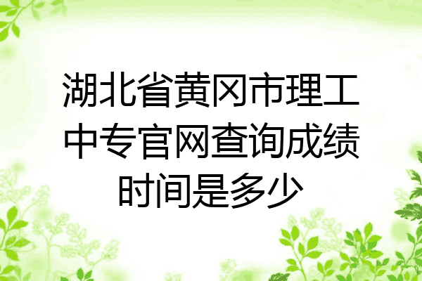 湖北省黄冈市理工中专官网查询成绩时间是多少