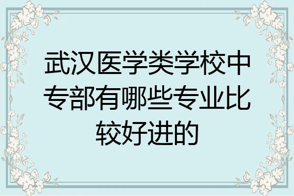 武汉医学类学校中专部有哪些专业比较好进的