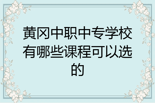 黄冈中职中专学校有哪些课程可以选的