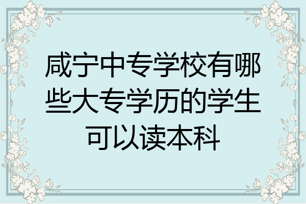 咸宁中专学校有哪些大专学历的学生可以读本科