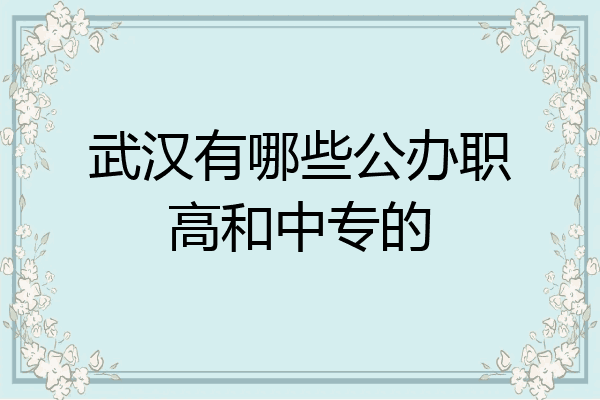 武汉有哪些公办职高和中专的