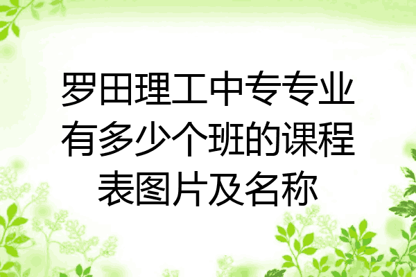 罗田理工中专专业有多少个班的课程表图片及名称