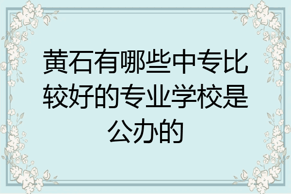 黄石有哪些中专比较好的专业学校是公办的