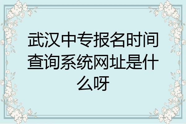 武汉中专报名时间查询系统网址是什么呀