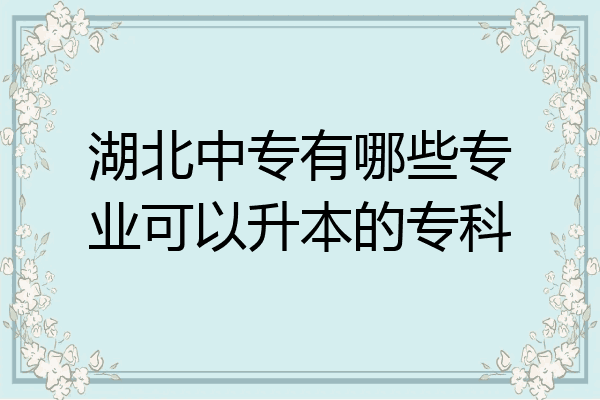 湖北中专有哪些专业可以升本的专科