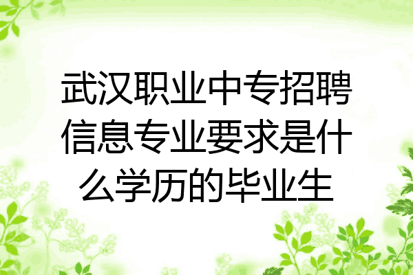 武汉职业中专招聘信息专业要求是什么学历的毕业生
