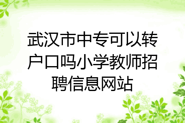 武汉市中专可以转户口吗小学教师招聘信息网站