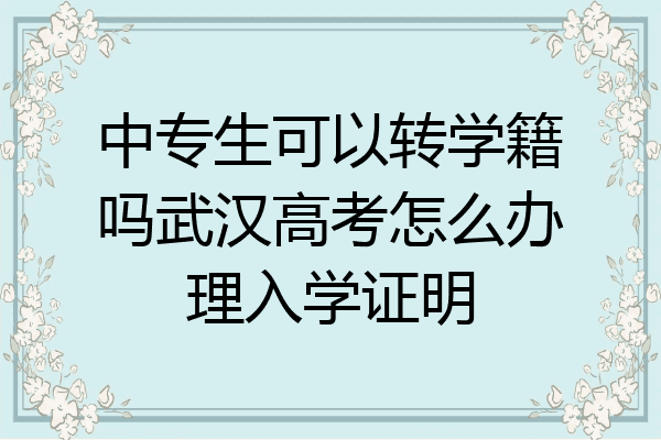 中专生可以转学籍吗武汉高考怎么办理入学证明