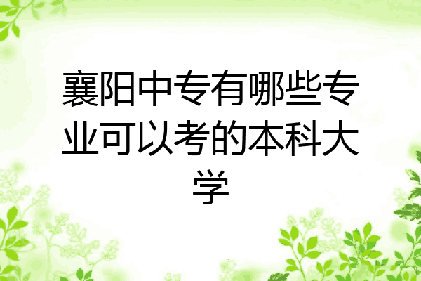 襄阳中专有哪些专业可以考的本科大学