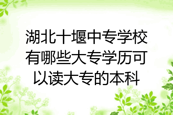 湖北十堰中专学校有哪些大专学历可以读大专的本科