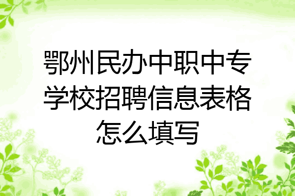 鄂州民办中职中专学校招聘信息表格怎么填写