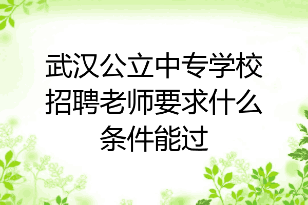 武汉公立中专学校招聘老师要求什么条件能过