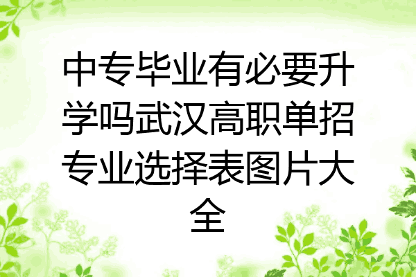 中专毕业有必要升学吗武汉高职单招专业选择表图片大全