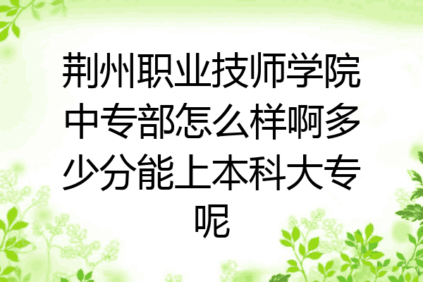 荆州职业技师学院中专部怎么样啊多少分能上本科大专呢