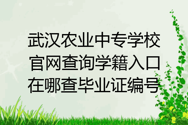 武汉农业中专学校官网查询学籍入口在哪查毕业证编号