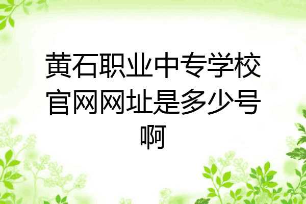 黄石职业中专学校官网网址是多少号啊