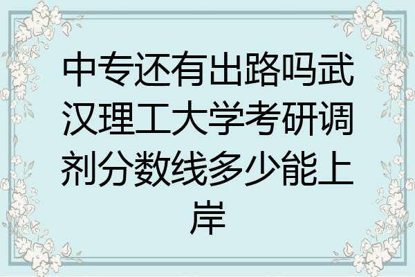中专还有出路吗武汉理工大学考研调剂分数线多少能上岸