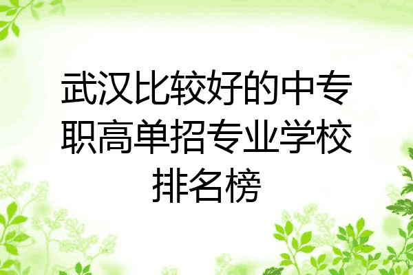 武汉比较好的中专职高单招专业学校排名榜