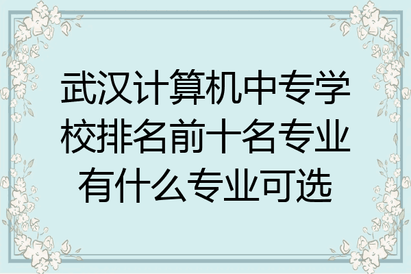 武汉计算机中专学校排名前十名专业有什么专业可选