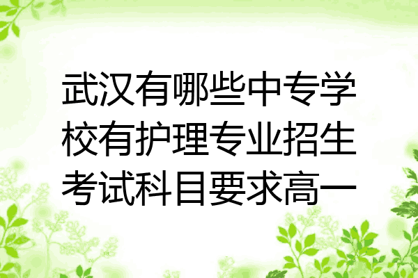 武汉有哪些中专学校有护理专业招生考试科目要求高一