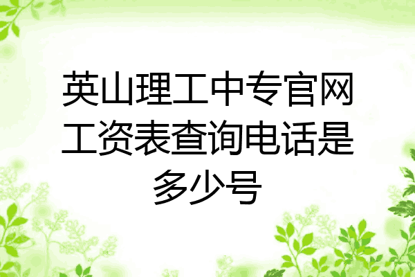 英山理工中专官网工资表查询电话是多少号