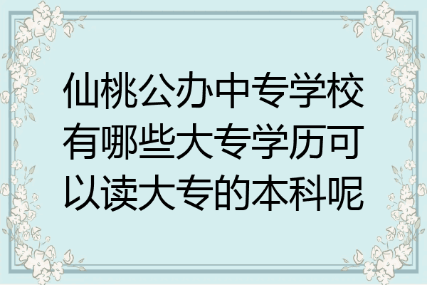 仙桃公办中专学校有哪些大专学历可以读大专的本科呢