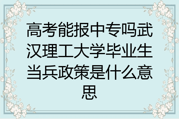 高考能报中专吗武汉理工大学毕业生当兵政策是什么意思