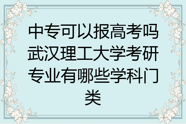 中专可以报高考吗武汉理工大学考研专业有哪些学科门类