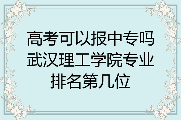 高考可以报中专吗武汉理工学院专业排名第几位