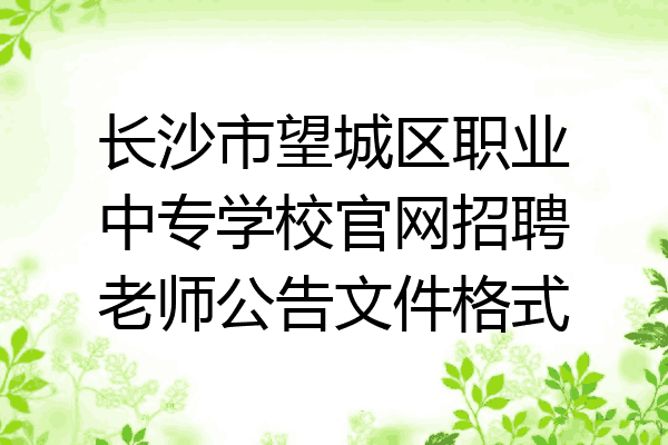长沙市望城区职业中专学校官网招聘老师公告文件格式