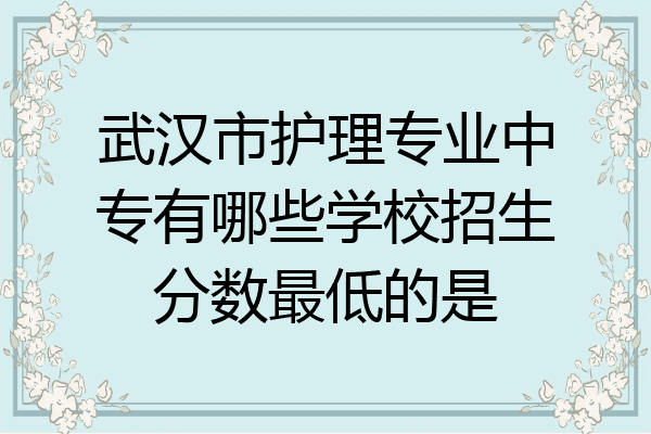 武汉市护理专业中专有哪些学校招生分数最低的是