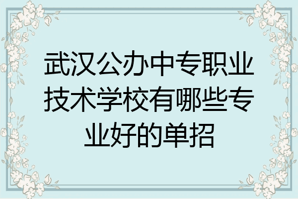 武汉公办中专职业技术学校有哪些专业好的单招