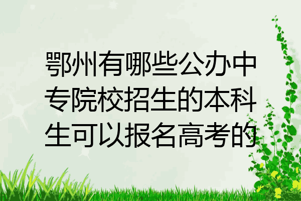 鄂州有哪些公办中专院校招生的本科生可以报名高考的