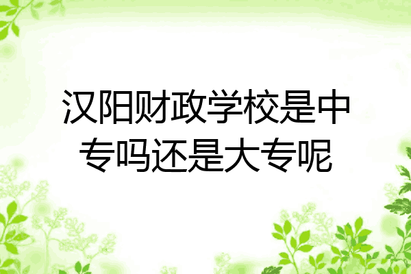 汉阳财政学校是中专吗还是大专呢