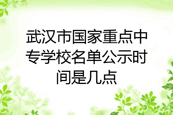 武汉市国家重点中专学校名单公示时间是几点