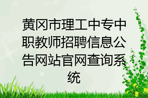 黄冈市理工中专中职教师招聘信息公告网站官网查询系统