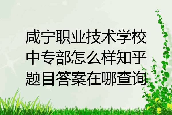 咸宁职业技术学校中专部怎么样知乎题目答案在哪查询