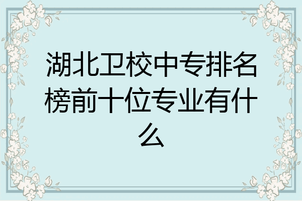 湖北卫校中专排名榜前十位专业有什么