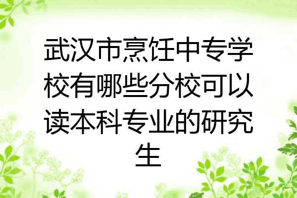 武汉市烹饪中专学校有哪些分校可以读本科专业的研究生