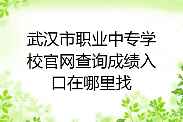 武汉市职业中专学校官网查询成绩入口在哪里找