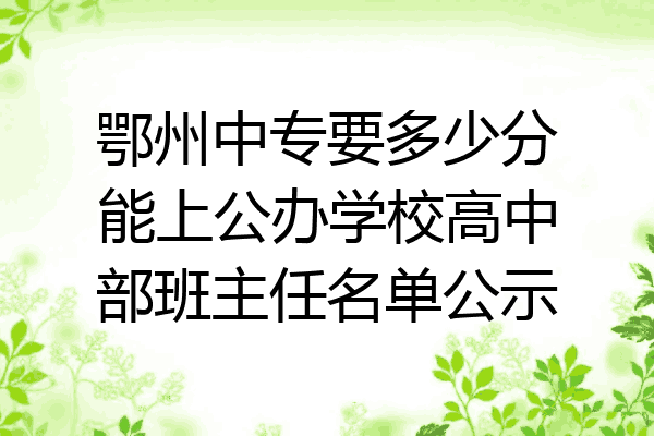 鄂州中专要多少分能上公办学校高中部班主任名单公示