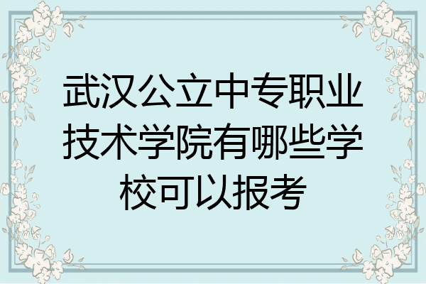 武汉公立中专职业技术学院有哪些学校可以报考