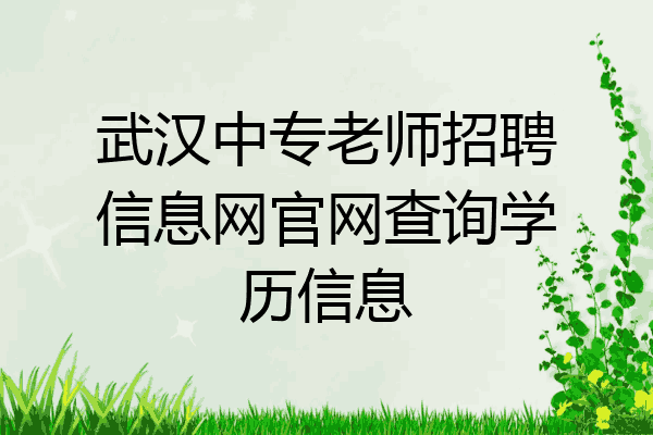 武汉中专老师招聘信息网官网查询学历信息
