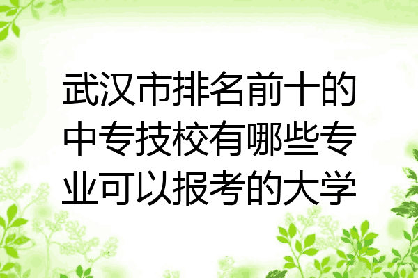 武汉市排名前十的中专技校有哪些专业可以报考的大学