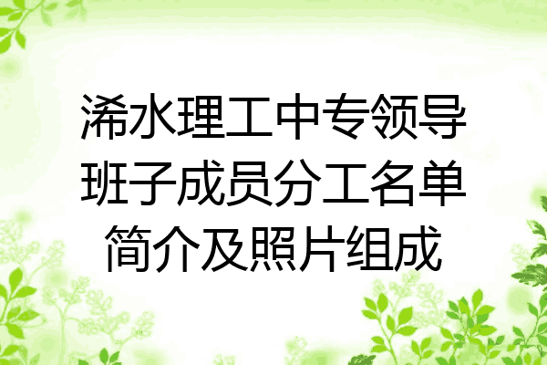 浠水理工中专领导班子成员分工名单简介及照片组成