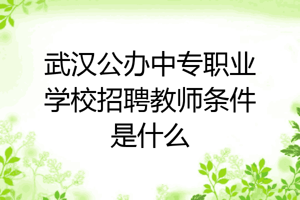 武汉公办中专职业学校招聘教师条件是什么