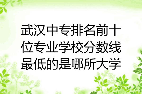 武汉中专排名前十位专业学校分数线最低的是哪所大学